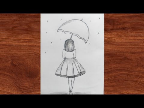 How to draw a girl with umbrella step by step | Easy drawing for girls step by step | girl drawing
