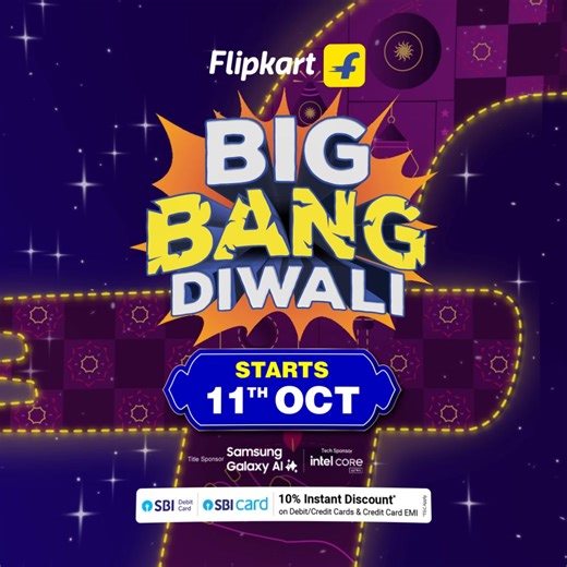 Boom goes the subtle look, BAM comes the dazzling festive glow!💥 The Flipkart Big Diwali Sale is here to complete your festive style with explosive deals on watches, bags, and statement jewellery. Get ready to shine brighter than any diya! Sales Starts on 11th October, 2025. Early Access starts for Flipkart Plus and Black members on 10th October. | Flipkart