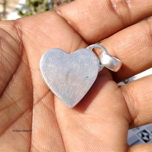 Handmade 925 Sterling Silver Heart Pendant, Minimalist Brushed Silver Love Charm, Dainty Boho Jewelry - Etsy