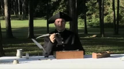 Writing with a quill pen