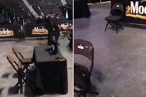 Inside UFC 249 fight venue with social distancing at cageside, no crowd, judges separated and commentators spread out