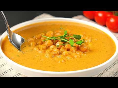 This chickpea and broccoli soup is tastier than meat! Easy and healthy recipe!
