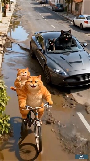 A Car Hit a Cat With Mud… The Ending Is Brilliant 🤯 #shorts #viralshorts #cat