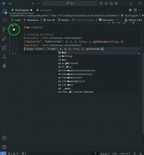 SolidWorks API - Creating a Mirror #engineering #solidworks #macro #python