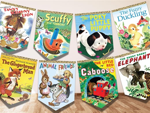 Little Golden Books Bunting: Vintage Storybook Party Banner (digital Download) - Etsy