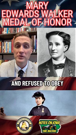 Iowa Time Machine ⏰: On November 26, 1832, Dr. Mary Edwards Walker was born. The first and only female recipient of the Medal of Honor during the Civil War, the barrier-breaking medical professional briefly attended Bowen Collegiate Institute in Hopkinton, Iowa. Raised in New York, Mary Edwards Walker taught at a school in Minetto, New York, eventually earning enough money to pay her way through Syracuse Medical College, where she graduated with honors as a medical doctor in 1855, the only woman