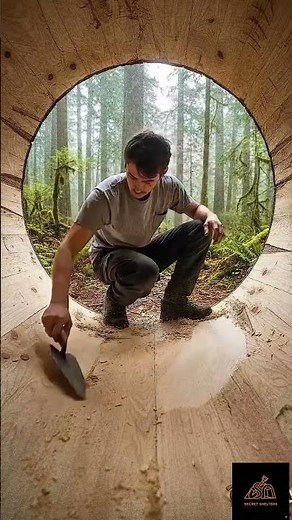 Survival Shelter in a 500-Year-Old Tree 🪓