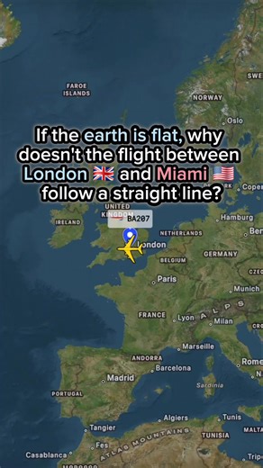 If the earth is flat, why doesn't the flight between London and Miami follow a straight line? 🤔✈️ | Flight and routes Every day
