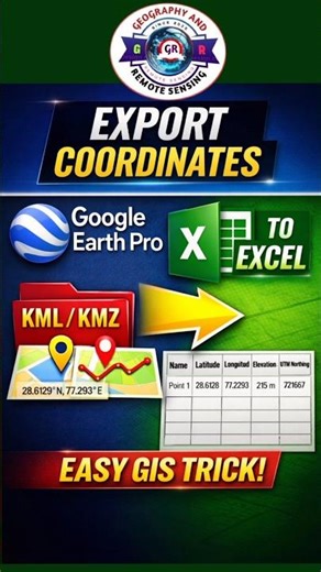 Export Coordinates from Google Earth Pro to Excel | Easy GIS Trick #shorts #fypシ