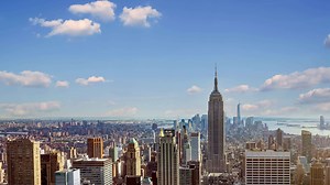 Download New York city skyline time lapse video from roof top with urban skyscrapers, New York, USA. for free