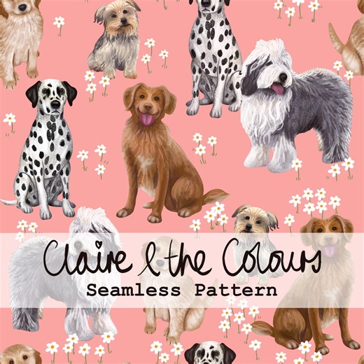 Pink Dogs Seamless Pattern - Etsy