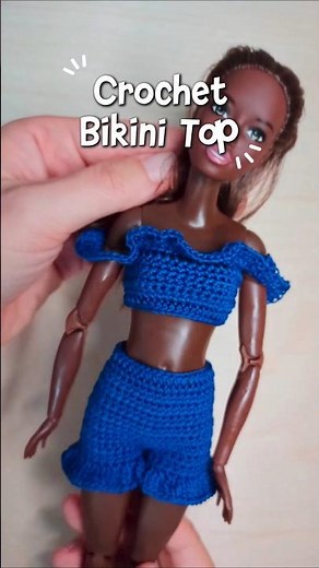 Make this BIKINI TOP for your doll 👆 #dollfashion #crochetfordolls #barbie