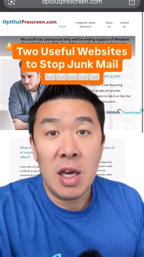 Jim Wang | 💵 Money & Investing on Instagram: "⭐ Signing up for these sites is part of my do-it-yourself identity theft protection guide, if you comment THEFT then I will send you that guide for free. If you want to significantly reduce the amount of junk mail you’re getting, you need to sign up for these two websites: 1️⃣ OptOutPrescreen - This is run by the credit bureaus and will stop offers of credit, like personal loans and credit cards. 2️⃣ DMAchoice - This is run by the Association of Nat