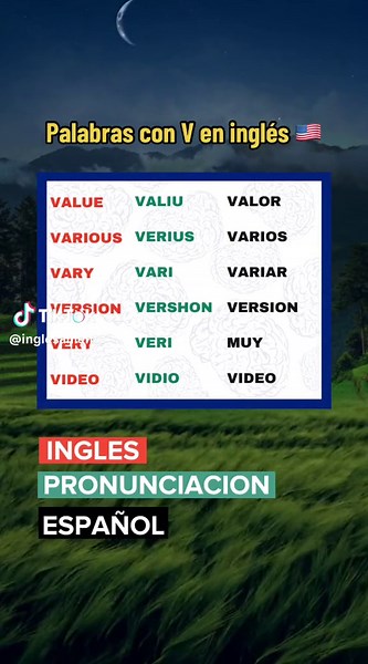 Palabras con V en ingles 🇺🇸 #aprendeingles #quieroaprenderingles #aprenderingles #hablaingles #latinosenusa #inglesfacil