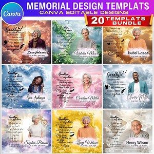 20x Memorial Canva Editable Designs, in Loving Memory Template, Goodbyes Are Not Forever Poem, Add Your Own Photo Rest in Peace Digital File - Etsy