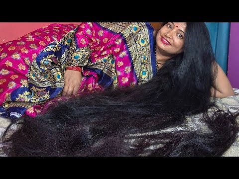 Silky shiny floor length long hair play by Indian women😍#hair ‪@m.r.dhairgrowthvlogsuttrakhand‬