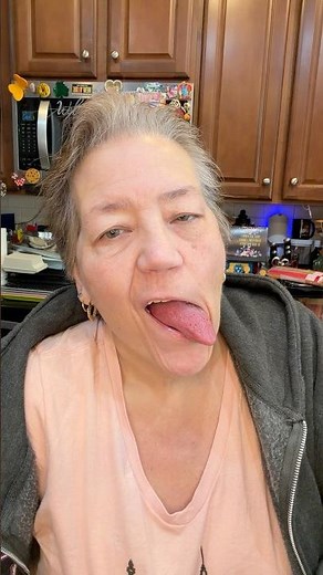 Granny tongue licking