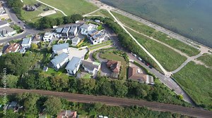 Beautiful Aerial Footage of British Tourist Attraction and Sea View of Poole City of England Great Britain UK. High Angle Image Was Captured with Drone's Camera on September 9th, 2023