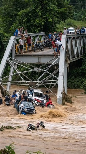 Disaster Strucks on Instagram: "Moments the Before Failing Bridge in Massive Floods!"