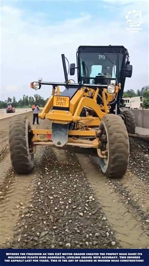Smart Road Grading Machine Work for Roadway Foundation Maintenance and Aggregate Spreading