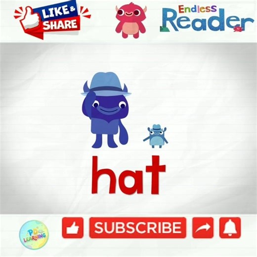 Endless Reader Word "Hat" And Monsters Funny Animation #Shorts #funnyanimation