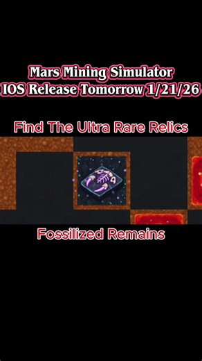 Collect all the Mega Rare Relics to unlock a new player skin and earn some BIG cash! Mars Mining Simulator releases tomorrow 1/21/26 on IOS! #cozygames #cozygamer #iosgames #indiegaming #mininggame