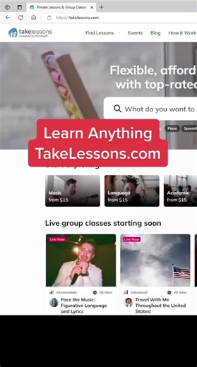 Learn something new in 2023 at TakeLessons.com, powered by #Microsoft #tutoring #learnontiktok #newyearsresolution #pctips #Flip #flipgrid #MicrosoftEDU #mieexpert