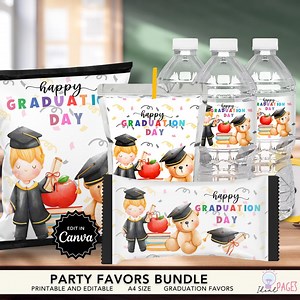 Daycare Graduation Party Favors, Graduation Party Printable, Chocolate Bar Wrapper, Water Bottle Label, Chip Bag Template, Juice Pouch Label - Etsy