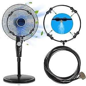 Fan Misting Kit Fan Misters for Cooling Outdoor Misting Fans for Outside 20 Inches Misters for Outside Patio with 9.85FT Misting Tube and 4 Brass Mist Nozzles for Garden Barbecues Parties (20 IN)