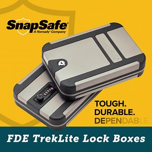 1.1K views · 18 reactions | The TrekLite® Lock Box offers heavy-duty protection at a third of the weight of steel! Now available in the popular FDE color. Find us at SHOT Show! #12446 - next to Hornady booth #shotshow2022 | SnapSafe Modular Safes | Facebook