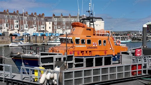 Weymouth,Dorset, UK, 31st March 2026 - A busy Weymouth scene at easter with the RNLI lifeboat, Ernest and Mabel