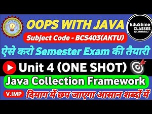 OOPS With Java Unit 4 One shot | Java Collection Framework Unit 4 One shot BCS403 | Oops With Java