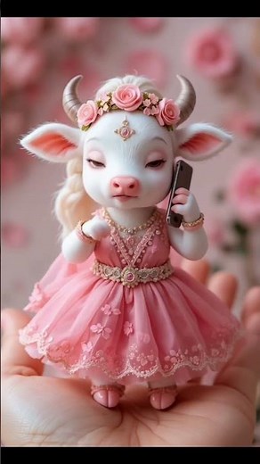 Cute Male & Female Cows Talking on the Phone | Tiny Cows on Human Palm Animation