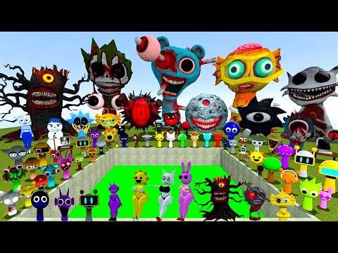 DESTROY SPRUNKI MR SUN MOON TREE FUN COMPUTER ALL PHASE SPARTAN KICKING in TOXIC HOLE - GMOD