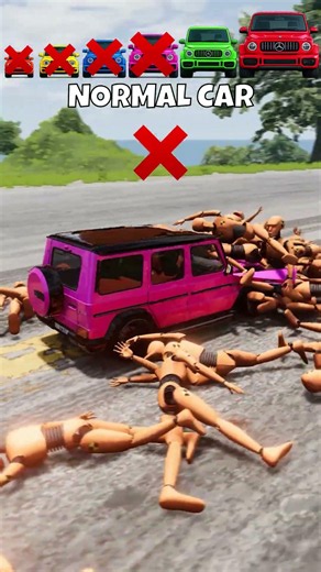 Small to Giant Mercedes G63 vs 50 Crash Test Dummies! 💥 #beamngdrive