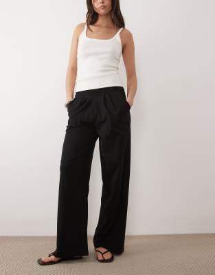 Threadbare jersey pleated pull on trouser in black | ASOS