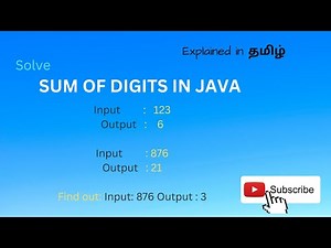 9. Sum of Digits in JAVA in Tamil