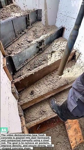Manual Concrete Stair Pouring Process | Traditional Staircase Construction Method