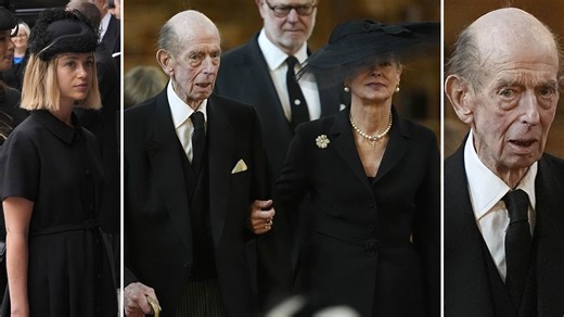 Duke of Kent supported by grief-stricken family members at wife's funeral - all the photos