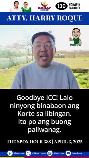 Harry Roque said👋🖐️ Goodbye ICC💚👊👊 #highlighteveryone #PleaseLikeFollowandShare #topfansfollowers #highlightseveryonefollowers #toptrendingbig #ypspotedreel #followers #fypspotted #folowersシ゚ #fbreelsfypシ゚viralvideo | Dat Dat Sequira