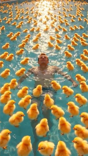 Swimming in a Chicken Rain Pool?! 🐥🌧️ 4K ASMR AI Relaxation