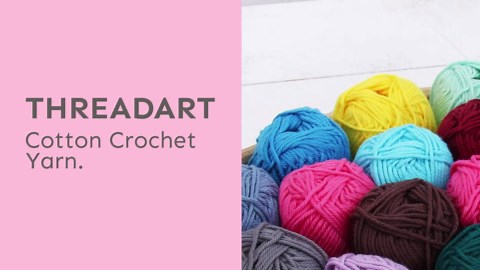 Threadart 100% Pure Cotton Crochet Yarn | 50 gram Skeins | Worsted Medium #4 Yarn | 85 yds per Skein | 30 Colors Available | Beige #3526