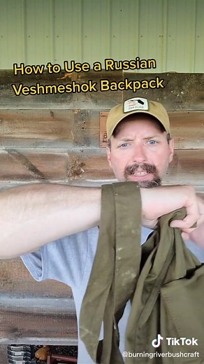 The Russian Veshmeshok is a simple Backpack similar to a slingbag. It's easily improvised from found items. #burningriverbushcraft #fyp #apocabox