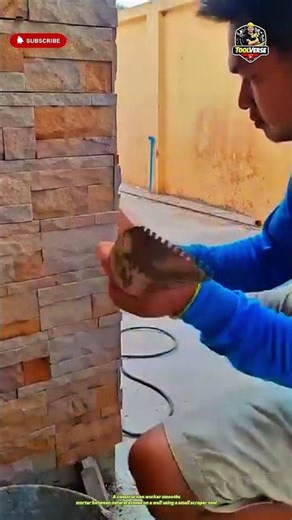 Stone Wall Cladding Process – Finishing Natural Stone Installation #constructionwork