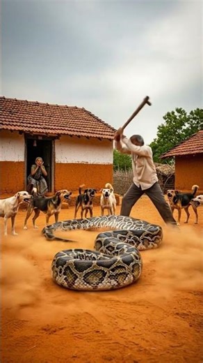 Village Dogs Panic as Elder Faces Giant Python