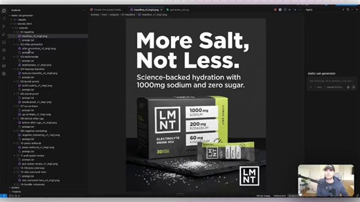 I just built a Claude Code skill that ships 50 static ad concepts to your desktop every morning 🤯Feed it your reviews, your winning ads, and your top comments → it studies what's working → generates 50 fresh static ad concepts in your brand voice while you sleep.All inside Claude Code.Perfect for media buyers and creative strategists whose test plan needs 30+ fresh concepts a week — and whose team can realistically ship 5.If your best-performing ads always trace back to something a customer act