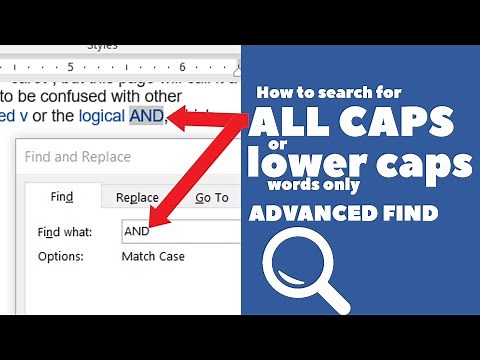 How to Find UPPER CASE words in Microsoft Word using the MATCH CASE Check Box in | FIND & REPLACE