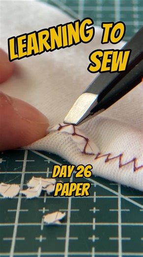 LEARNING TO SEW, paper Day 26 was all about paper. I learned that using paper can help to stabilise thin fabric. The removable process is tedious though. Would love to know a better way . . . #sewing #paper #learningtosew #sewingtutorial Do you use paper? | UNI4M