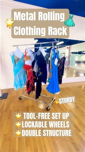 🌟Excellent Rolling Rack for Clothes!👗Space Saver & Easy Assemble!💫