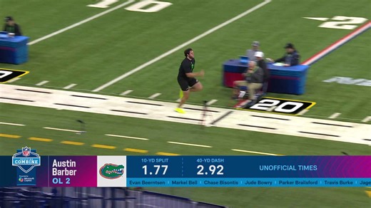 Austin Barber runs official 5.12-second 40-yard dash at 2026 combine